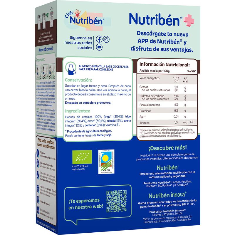 Nutriben Papilla Eco Multicereales, 300 gr