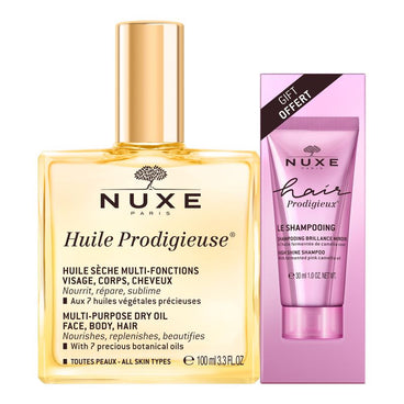 Nuxe Huile Prodigieuse, 100Ml + Regalo Champú Brillo Sublime Hair Prodigieux, 30 ml