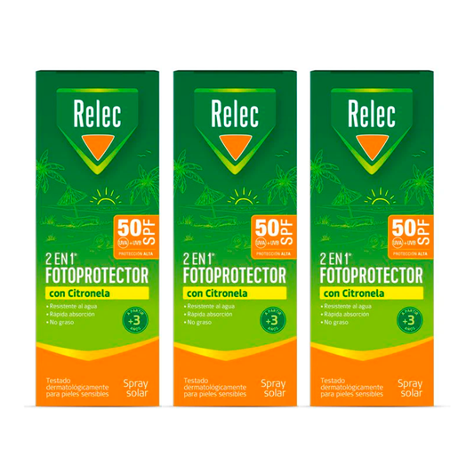 Relec Triplo 2 En 1 Fotoprotector Spf50 Con Citronela , 3 x 100 ml