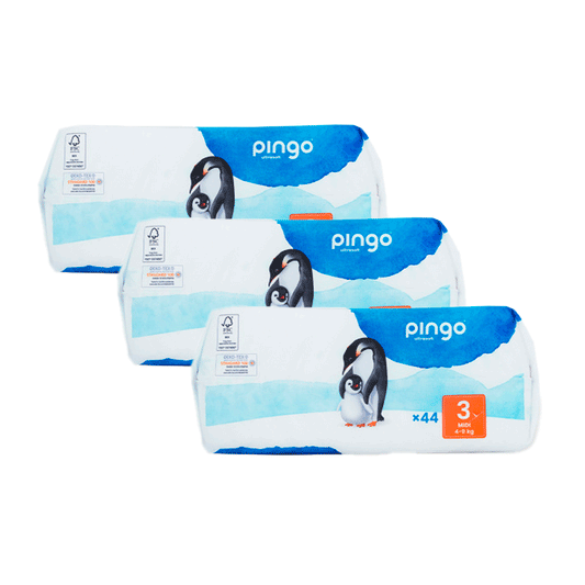 Pingo Pack 3X Pañal Ecológico Talla 3 Midi, 44 Unidades