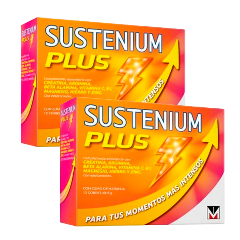 Sustenium Plus Duplo Complemento Alimenticio con Zumo de Naranja 2 x (12 sobres x 8 gr)