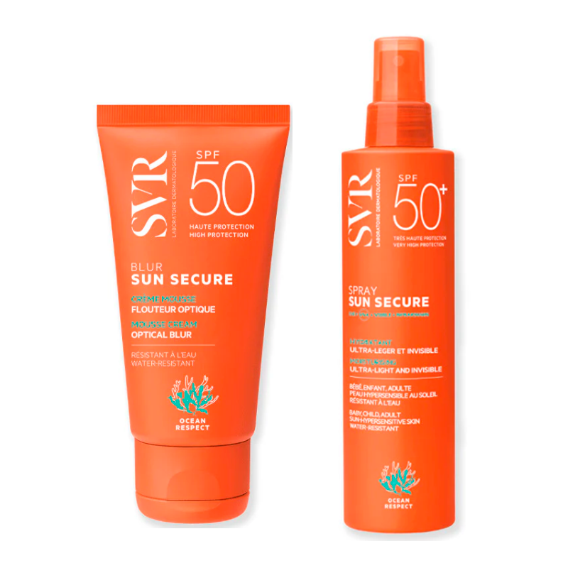 Svr Pack  Sun Secure Blur Crema Espumosa Difuminador Óptico Spf50+ 50 Ml + Sun Secure Spray Biodegradable Spf50 + 200 Ml