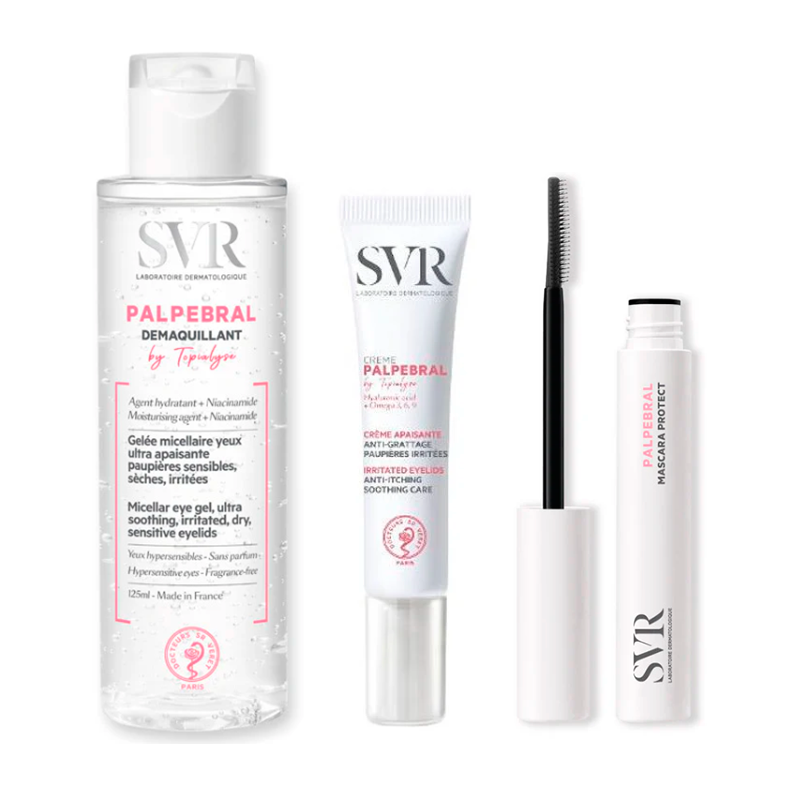 Svr Pack  Rutina Ojos Sensibles Topialyse Palpebral Crema 15 Ml + Palpebral By Topialyse Demaquillant Yeux 125 Ml + Palpebral By Topialyse Mascara Protect 9 Ml