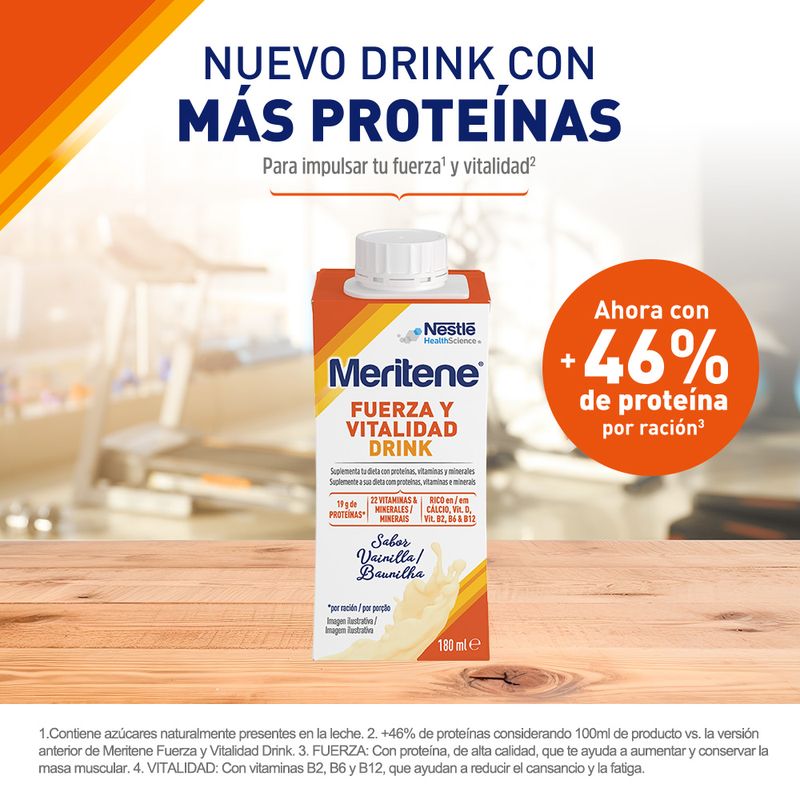 Meritene Fuerza Y Vitalidad Drink Vainilla , 6x180 ml