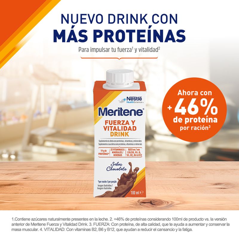 Meritene Fuerza Y Vitalidad Drink Chocolate, 6x180 ml