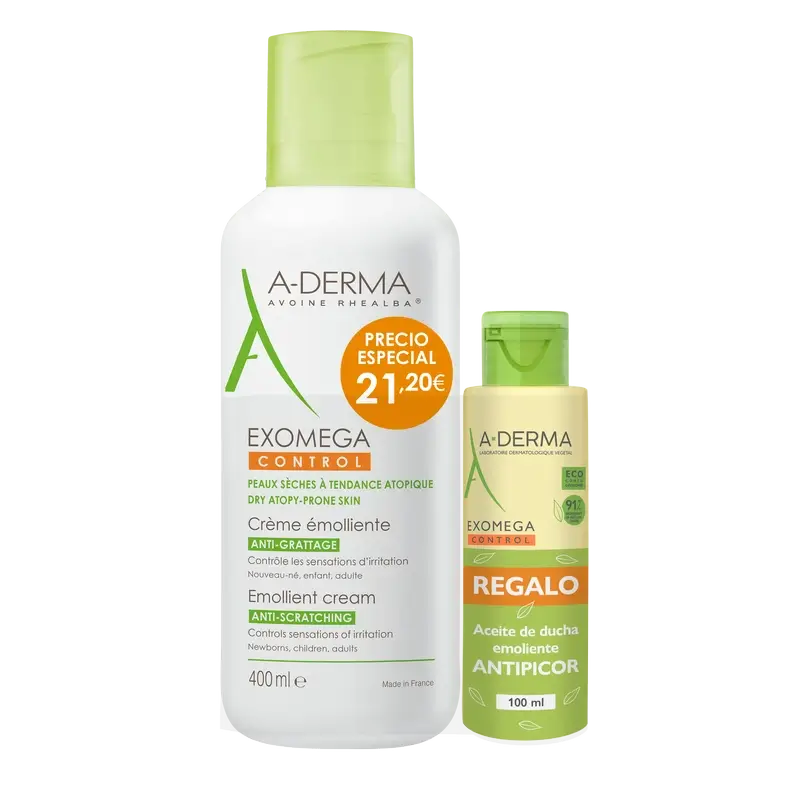 A-Derma Pack Exomega Control Cr 400 Ml + Aceite 100Ml