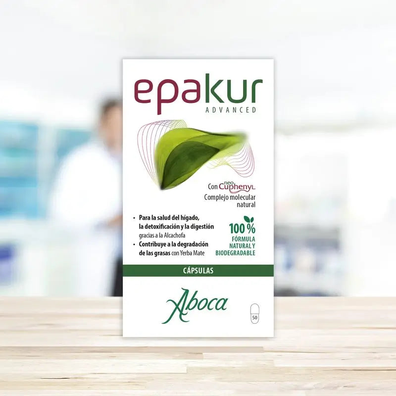 Aboca Epakur Advanced Salud Del Hígado, Detoxificación Y Degradación De Grasas, Con Alcachofa Y Yerba Mate, 50 capsulas