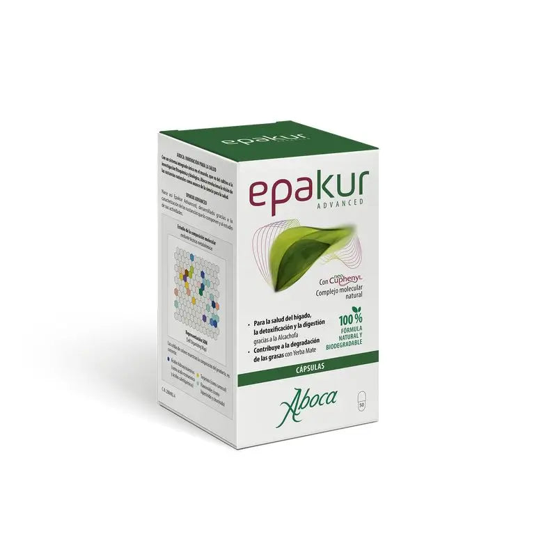 Aboca Epakur Advanced Salud Del Hígado, Detoxificación Y Degradación De Grasas, Con Alcachofa Y Yerba Mate, 50 capsulas