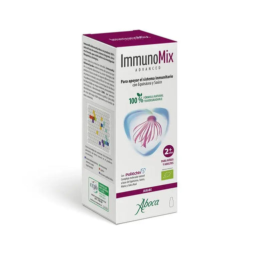 Aboca Immunomix Advanced Jarabe Sistema Inmunitario, Adultos Y Niños, Fórmula Natural, Malva, Saúco Y Miel, 210 g