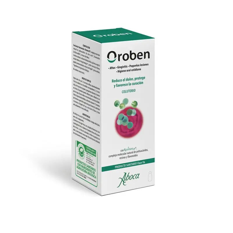 Aboca Oroben Aftagen Colutorio Enjuague Bucal, Higiene Oral, Aftas, Gingivitis, Protege E Hidrata Encías Y Boca, 150 ml