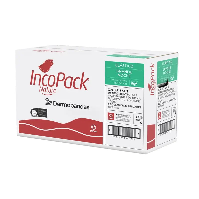 Incopack Nature Absorbente Elástico Talla Grande , 80 unidades