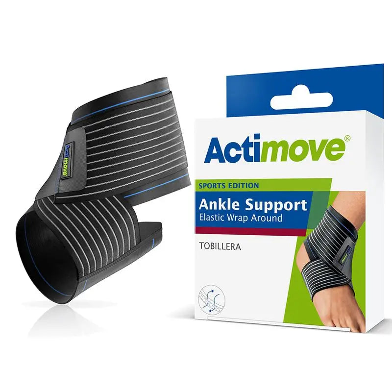 Actimove Tobillera Elástica Con Cincha Estabilizadora Ajustable, Color Negro, Talla  M