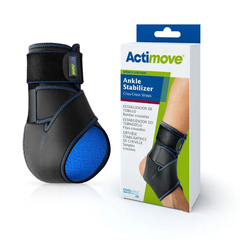 Actimove  Tobillera Estabilizadora Con Bandas Cruzadas, Color Negro, Talla Universal