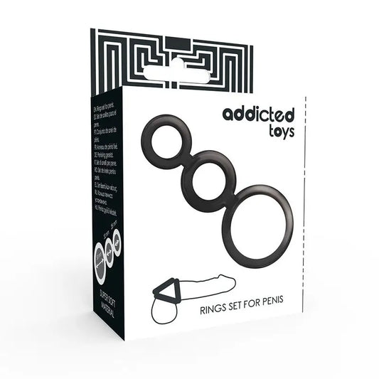 Addicted Toys  Set  Anillos Pene Y Testiculos - Ahumado