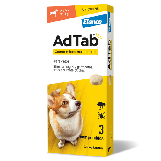 AdTab 225Mg Comp. Masticables Perros 5,5-11Kg, 3Cpd