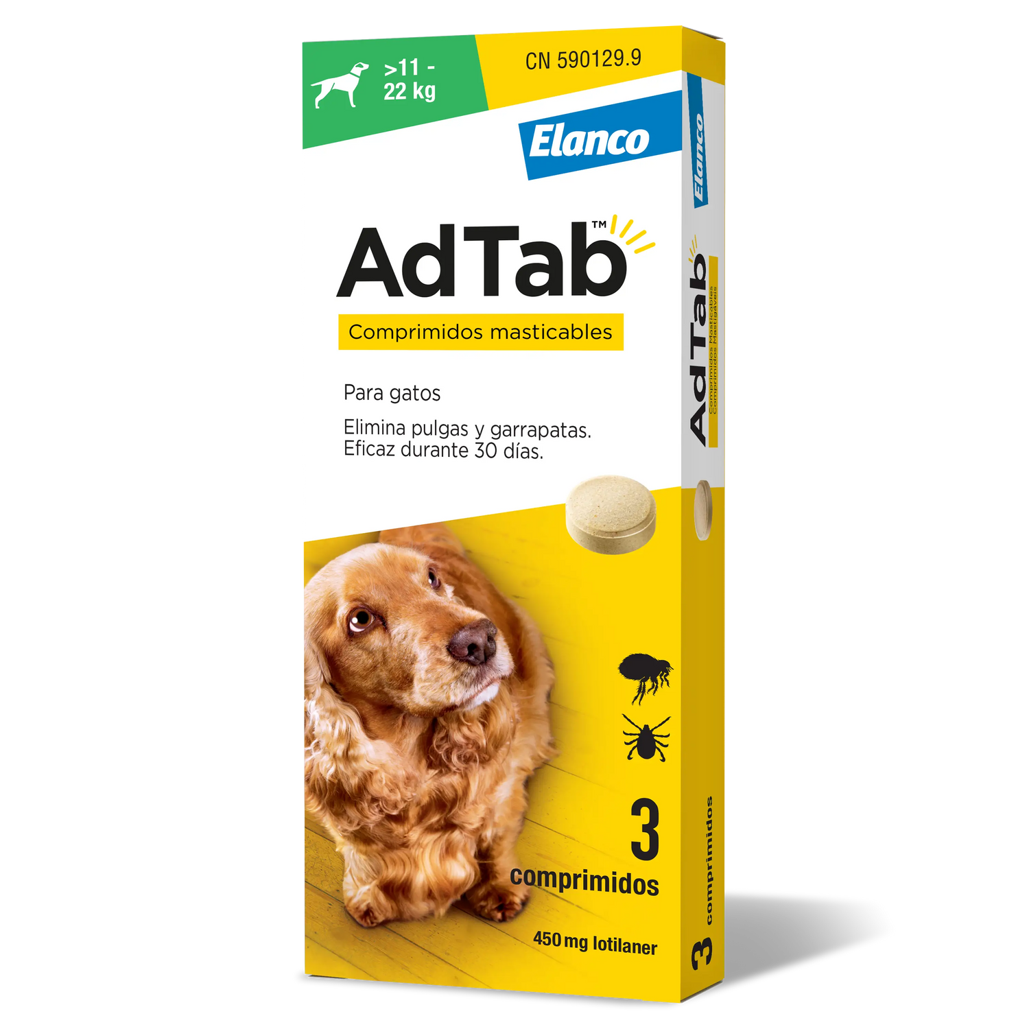 AdTab 450Mg Comp. Masticables Perros 11-22Kg, 3Cpd