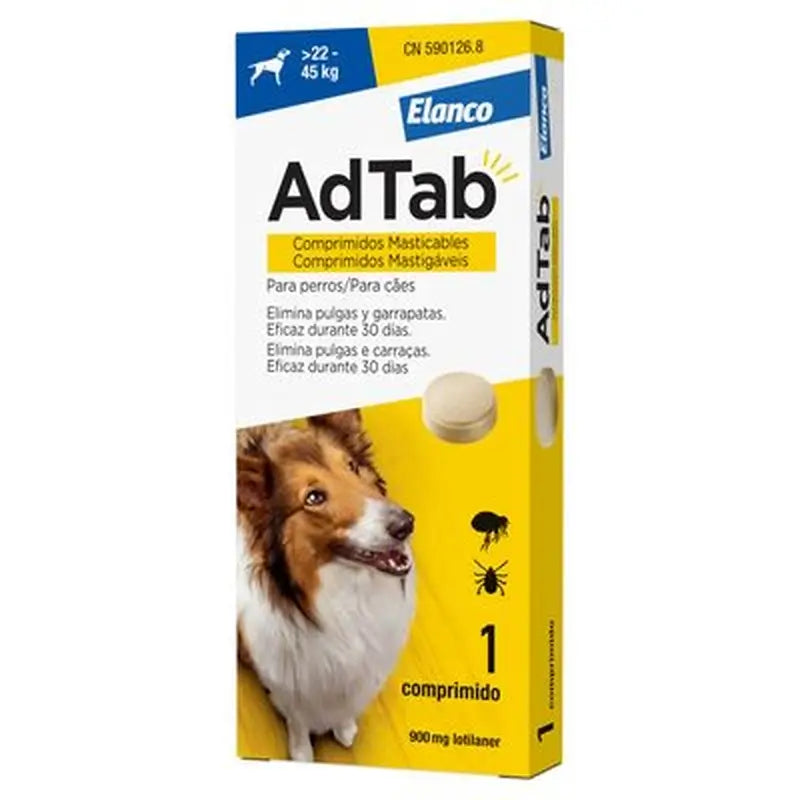 AdTab 900Mg Comp. Masticables Perros 22-45Kg, 1Cpd