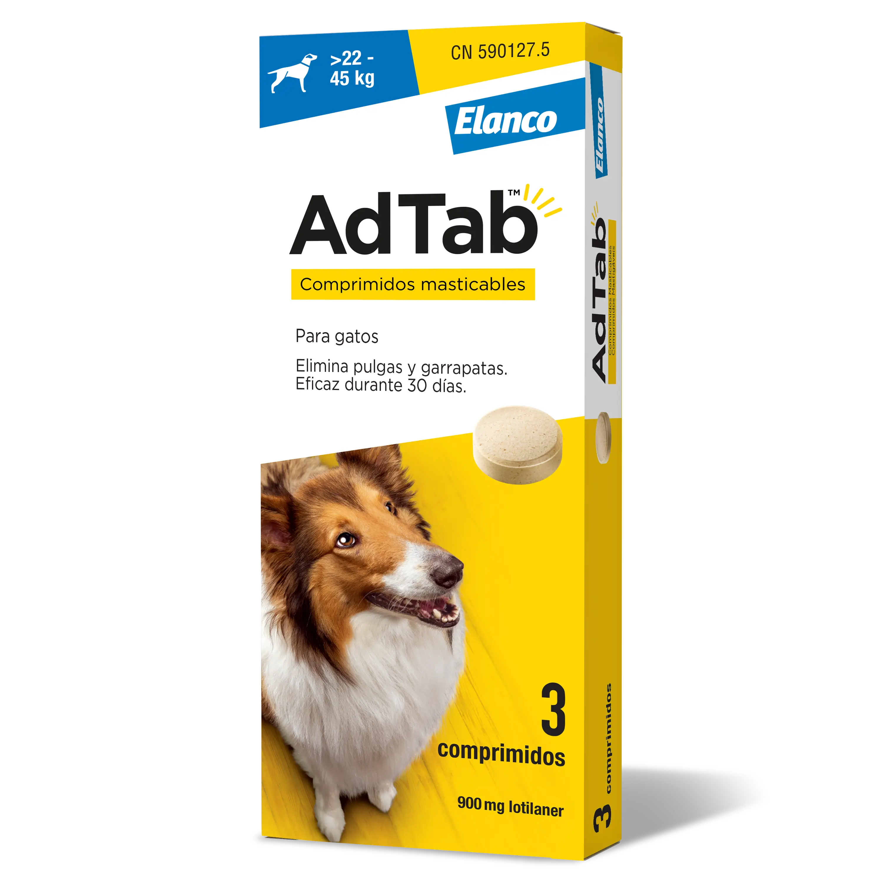 AdTab 900Mg Comp. Masticables Perros 22-45Kg, 3Cpd