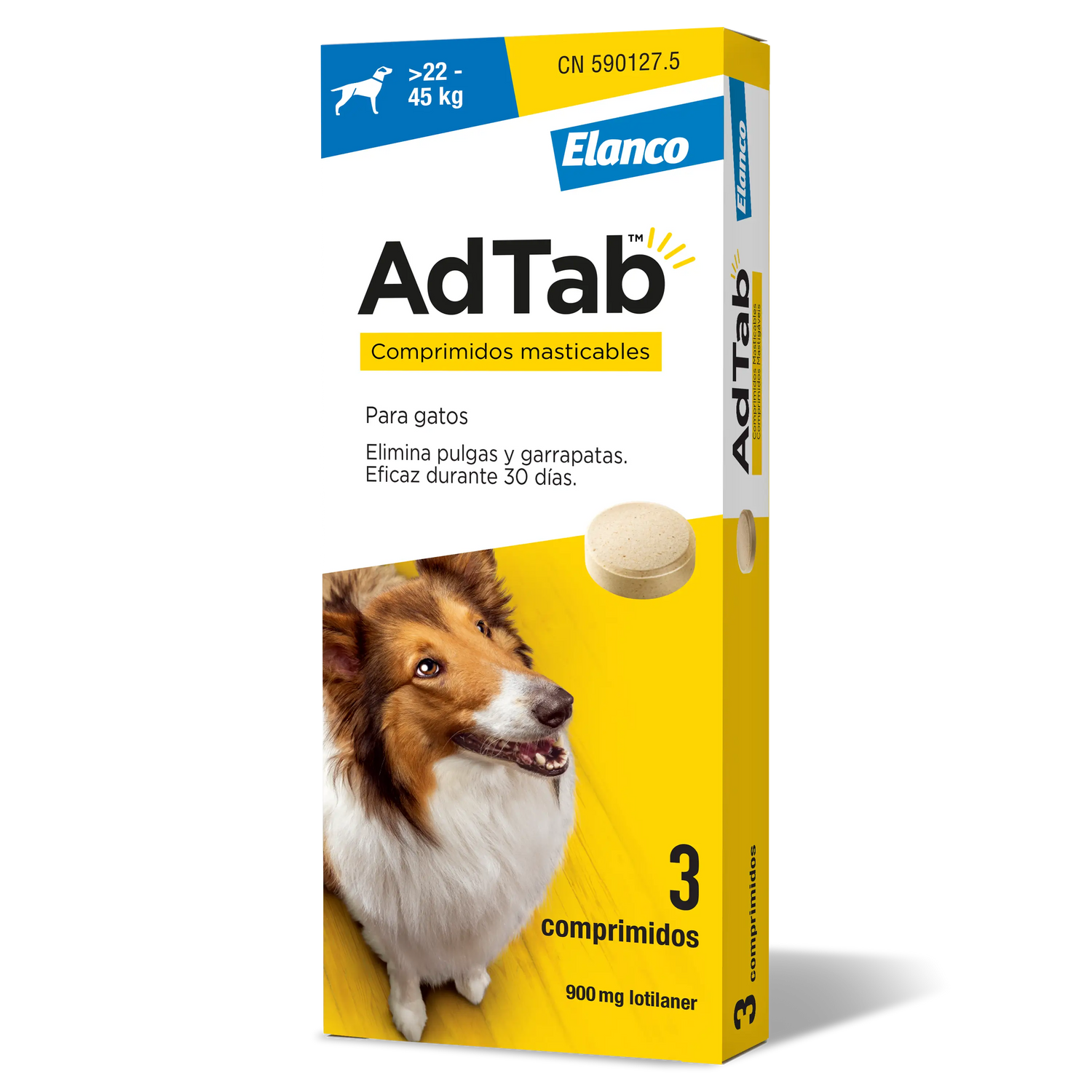 AdTab 900Mg Comp. Masticables Perros 22-45Kg, 3Cpd