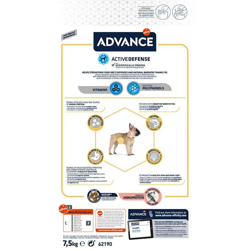 Advance Canine Adul Mini Sensitive Salmon 7,5 Kg, pienso para perros