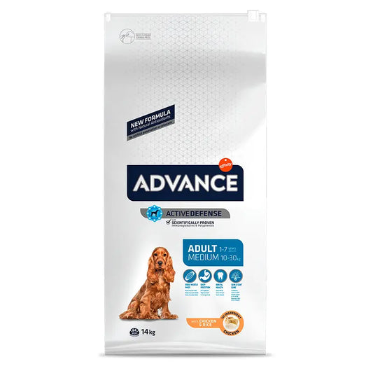 Advance Canine Adult Medium Pollo Arroz 14Kg, pienso para perros