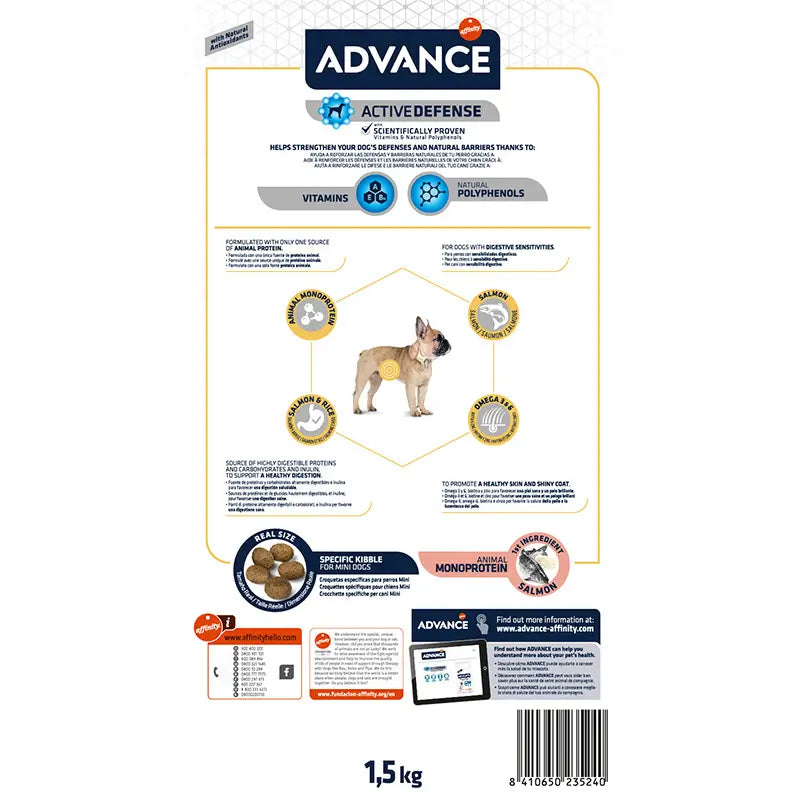 Advance Canine Adult Sensitive Mini Salmon 1,5Kg, pienso para perros