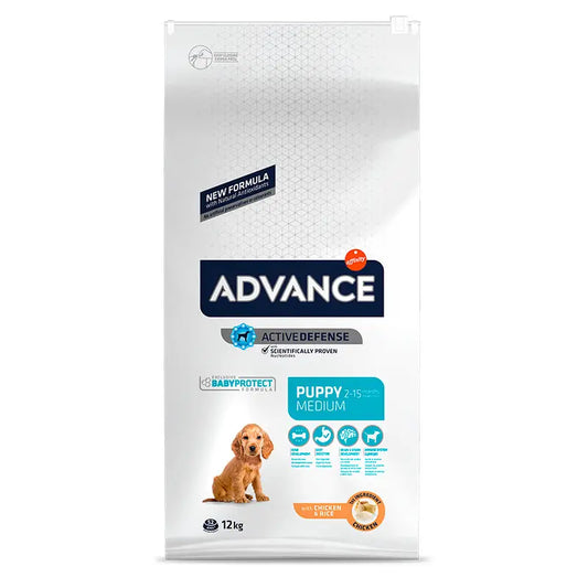 Advance Canine Puppy Medium Pollo Arroz 12Kg, pienso para perros