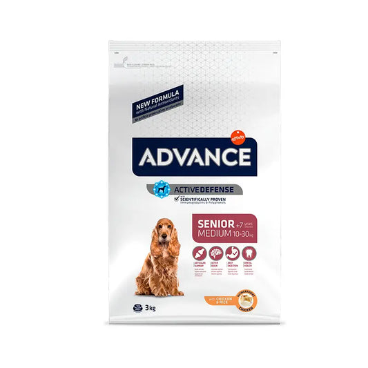 Advance Canine Senior Medium Pollo Arroz 3Kg, pienso para perros