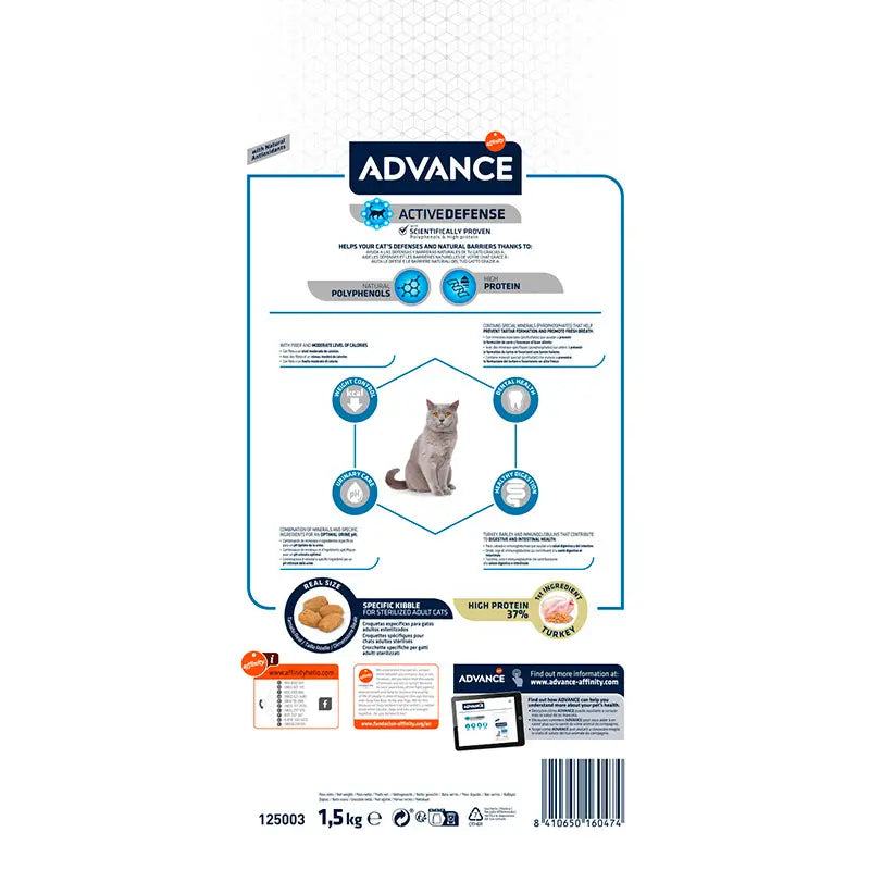 Advance Feline Adult Esterilizado Pavo 1,5Kg, pienso para gatos