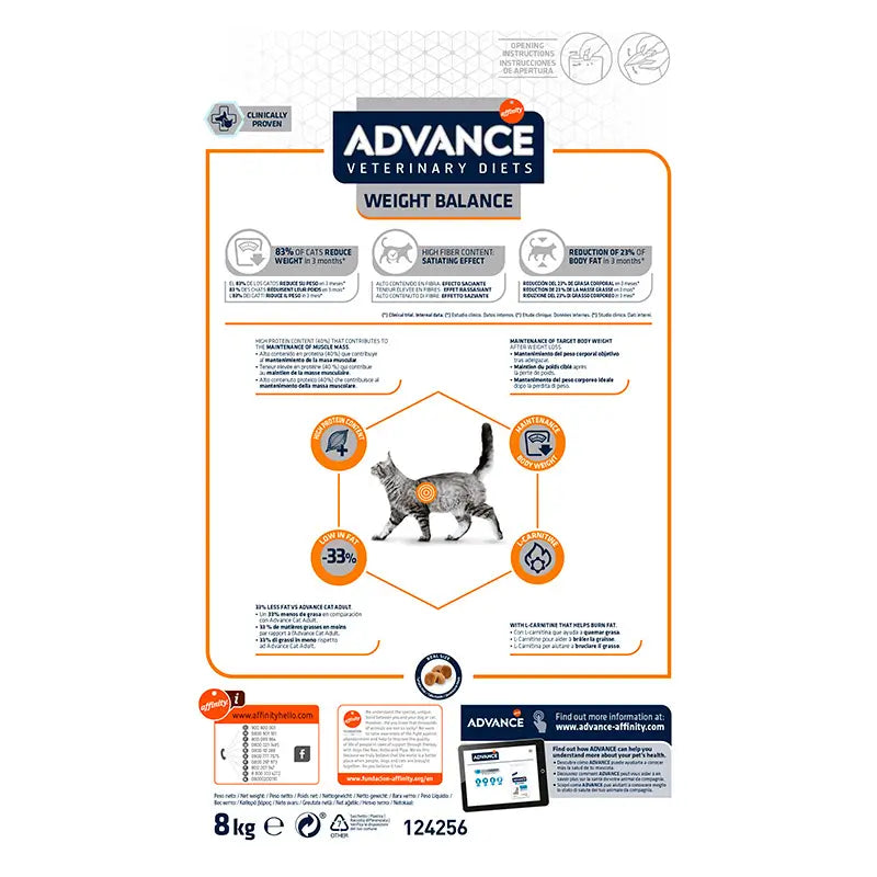 Advance Vet Feline Adult Weight Balance 8Kg, pienso para gatos