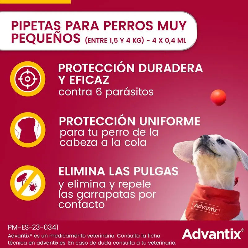 Advantix Pipetas Antiparasitarias Para Perros Hasta 4 Kg 4Unidades X 0.4 Ml