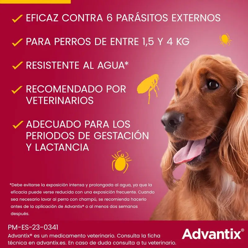 Advantix Pipetas Antiparasitarias Para Perros Hasta 4 Kg 4Unidades X 0.4 Ml