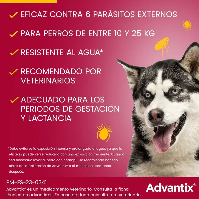 Advantix Pipetas Antiparasitarias Para Perros De 10 a 25 Kg 4Unidades x 2.5 ml