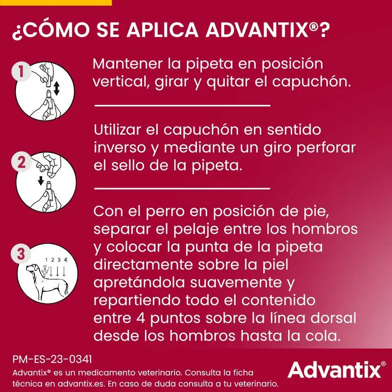 Advantix Pipetas Antiparasitarias Para Perros De 10 a 25 Kg 4Unidades x 2.5 ml