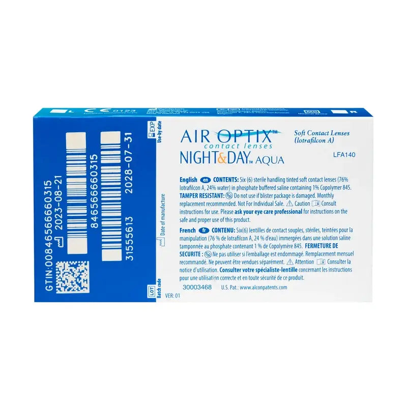 Air Optix  Night&Day Aqua Lentillas Esféricas Mensuales , 6 unidades