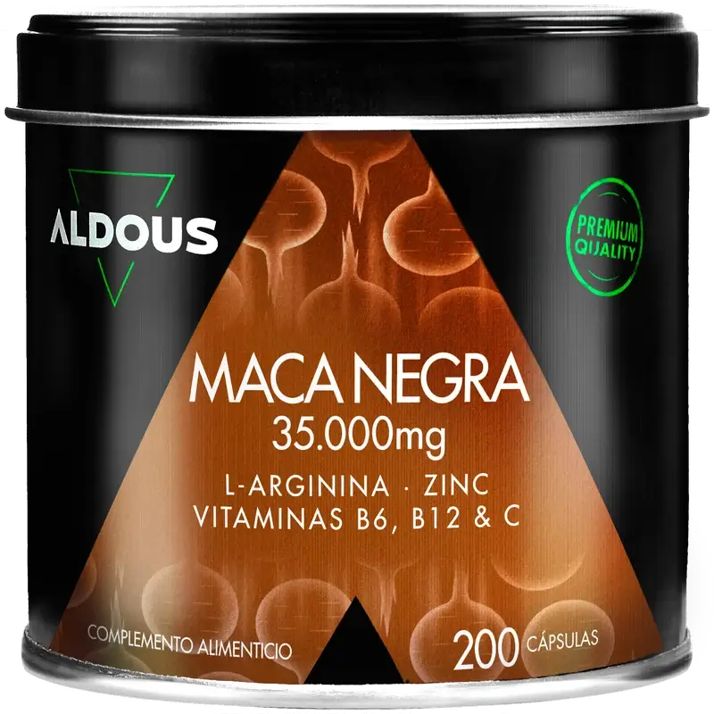 Aldous Bio Maca Negra Peruana Complex Arginina, Zinc, Vitamina C, B12 Y B6 , 200 capsulas