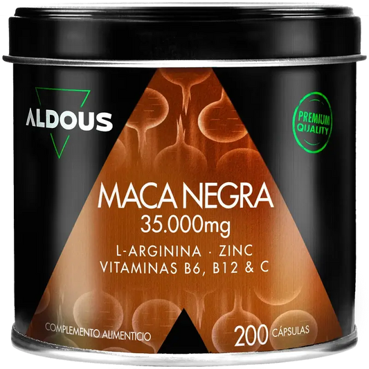 Aldous Bio Maca Negra Peruana Complex Arginina, Zinc, Vitamina C, B12 Y B6 , 200 capsulas