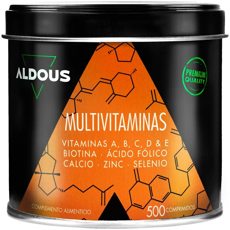 Aldous Bio Multivitaminas Vitamina C, D, E, A, Vitaminas B, Biotina, Acido Folico, Calcio, Zinc, Selenio , 500 comprimidos