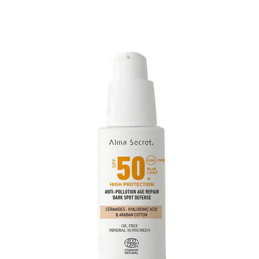 Alma Secret Solar Facial Natural Spf 50 Con Ceramidas, Antimanchas Y Oil-Free (Color: Sand)