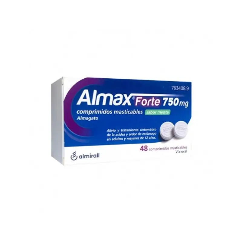 Almax forte 750 Mg Sabor Menta, 48 comprimidos masticables