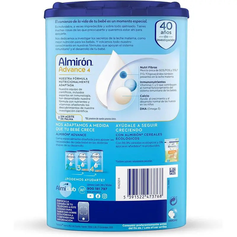 Almirón Advance 4 Leche De Crecimiento Desde Los 24 Meses, 4 X 800g