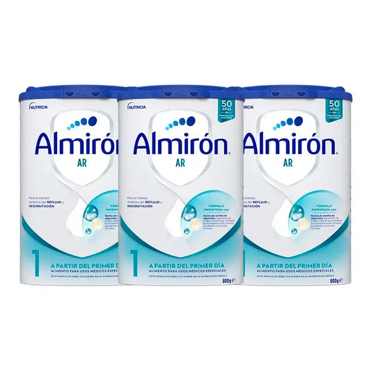 Pack 3 X Almirón AR 1,  Leche de Fórmula para Bebé Anti Regurgitación, desde Primer Día, 800g