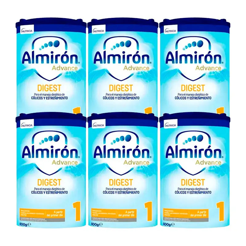 Almiron Advance Digest 1, Leche De Inicio Bebé Anti-Cólico Y Estreñimiento , 6 x 800 gr