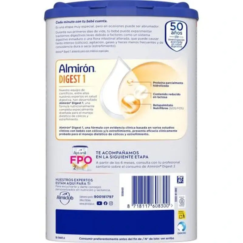 Almirón Advance Digest 1, Leche de Inicio Bebé Anti-Cólico y Estreñimiento, 800g