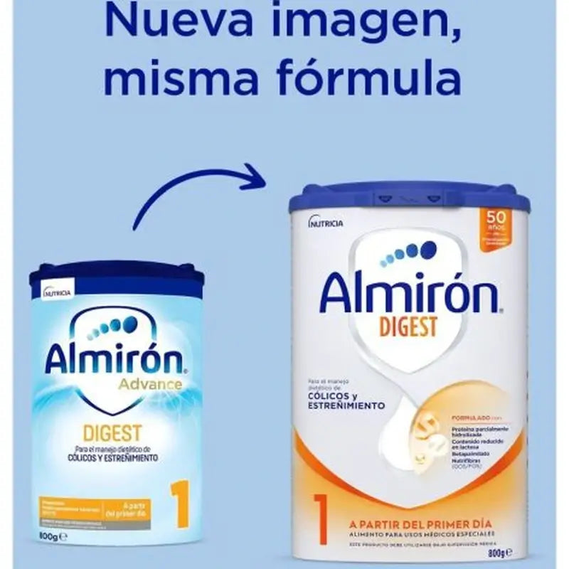 Almirón Advance Digest 1, Leche de Inicio Bebé Anti-Cólico y Estreñimiento, 800g