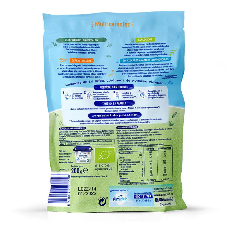 Almirón Cereales Infantiles Ecológicos Multicereales, 200g