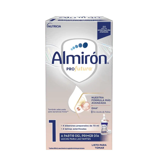 Almirón Profutura 1 Minibiberones, Leche de Inicio Bebé desde el Primer Día, 4x70ml, 280ml