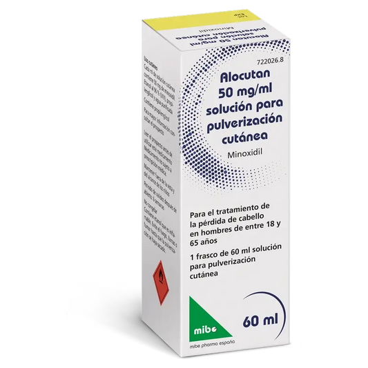 Alocutan 50 mg/ml Minoxidil Solución para Pulverización Cutánea 1 Frasco, 60 ml