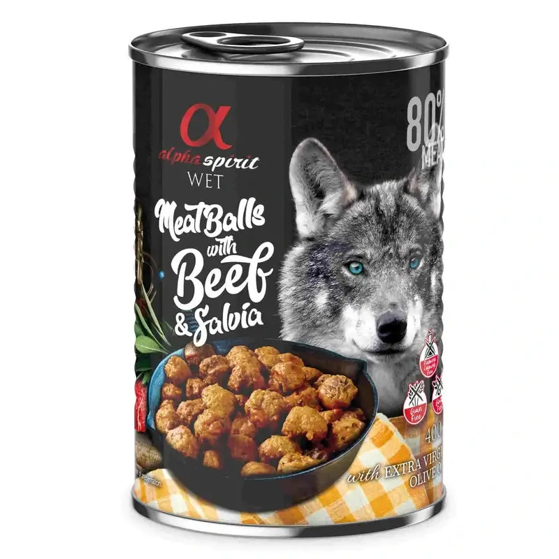 Alpha Spirit Canine Albondigas Buey Salvia Caja 6X400Gr