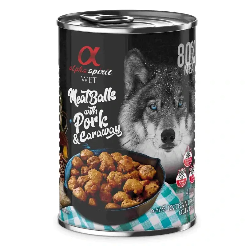 Alpha Spirit Canine Albondigas Cerdo Alcaravea Caja 6X400Gr